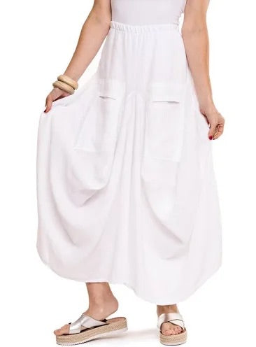Linen Harem Skirt White