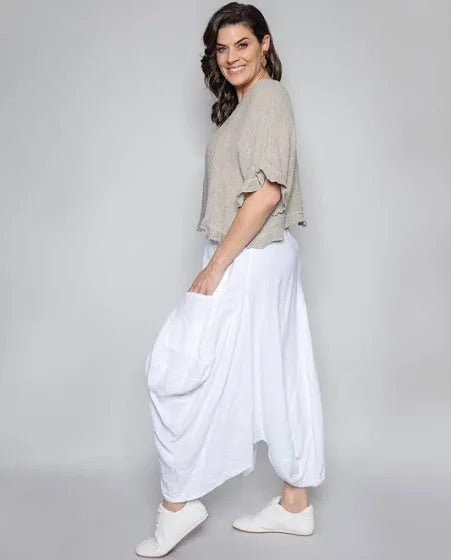 Linen Harem Skirt White