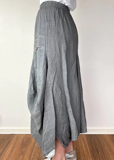 Linen Harem Skirt Grey